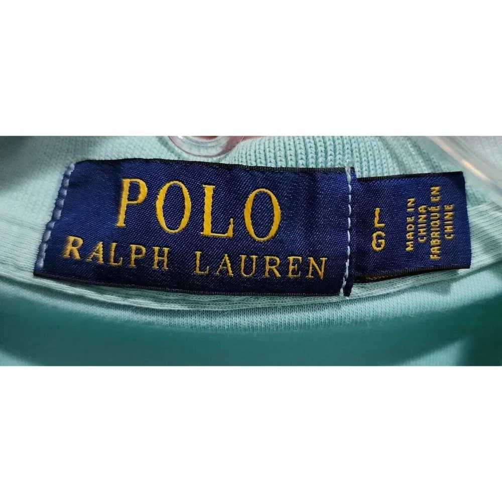 Polo Ralph Lauren Light Blue Short Sleeve Polo Shirt Size Large Cotton Pink Pony